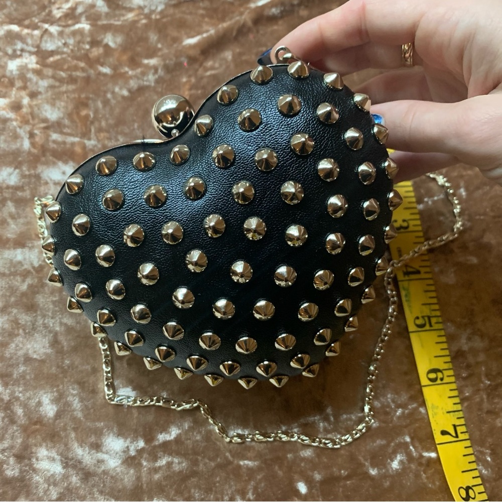 Black Stud Heart Clutch Purse